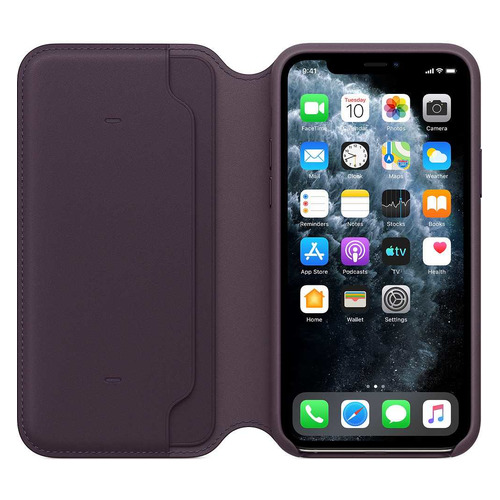 фото Чехол (флип-кейс) apple leather folio, для apple iphone 11 pro max, фиолетовый [mx092zm/a]