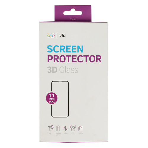 

Защитное стекло для экрана VLP для Apple iPhone 11 Pro Max 3D, 1 шт, черный [vlp-3dgl19-65bk], VLP