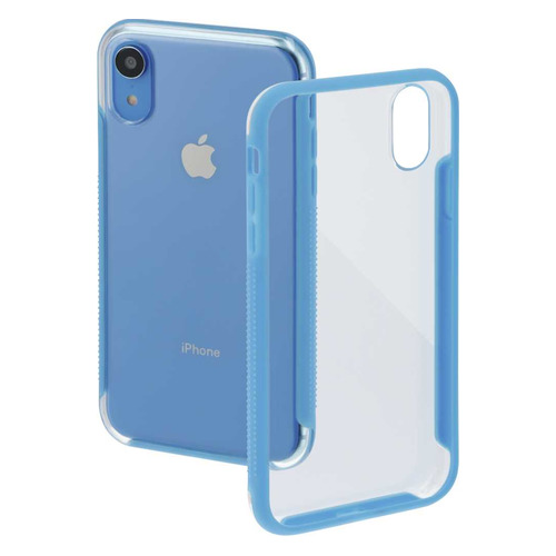 Чехол (клип-кейс) HAMA Frame, для Apple iPhone XR, прозрачный/синий [00185760] HAMA
