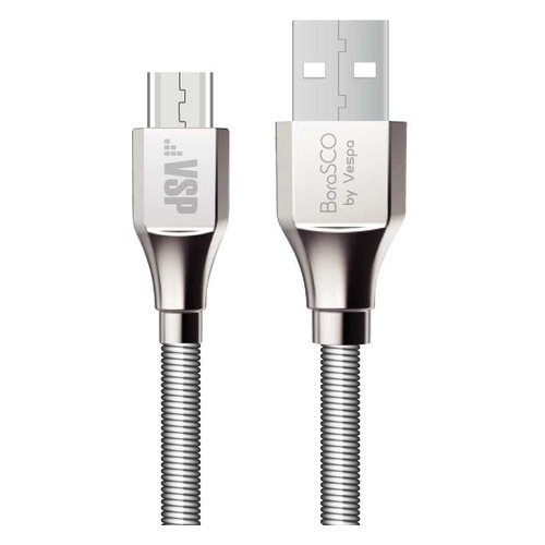 

Кабель BORASCO USB A(m), micro USB B (m), 1м, серебристый [35102]