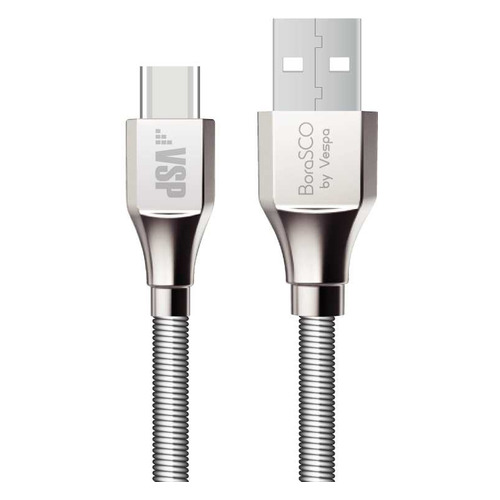 

Кабель BORASCO USB A(m), USB Type-C (m), 1м, серебристый [35103]