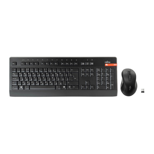 фото Комплект (клавиатура+мышь) fujitsu wireless kb mouse set lx960 ru/us, usb, беспроводной, черный [s26381-k960-l419]