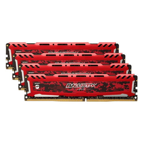Модуль памяти CRUCIAL Ballistix Sport LT Red BLS4K16G4D240FSE DDR4 - 4x 16Гб 2400, DIMM, Ret CRUCIAL