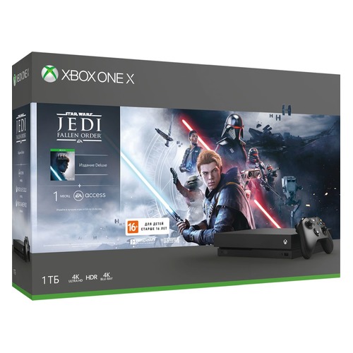 

Игровая консоль MICROSOFT Xbox One X с 1ТБ памяти, игрой: Star Wars Jedi Fallen Order, CYV-00421, черный