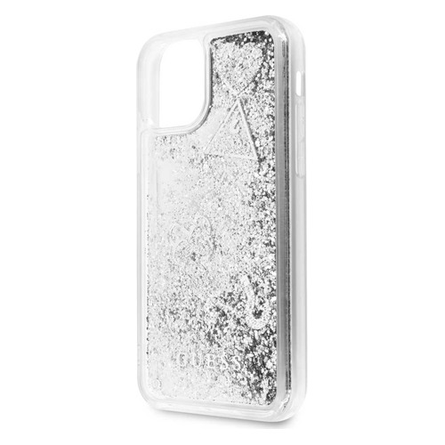 фото Чехол (клип-кейс) guess glitter, для apple iphone 11, серебристый [guhcn61glhflsi] noname