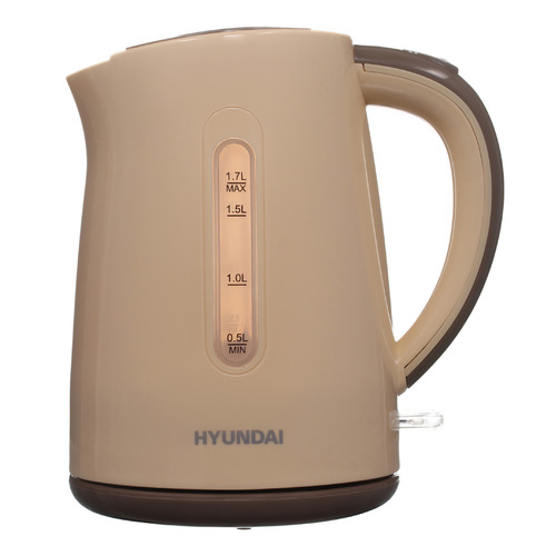 фото Чайник электрический hyundai hyk-p2022, 2200вт, бежевый и коричневый