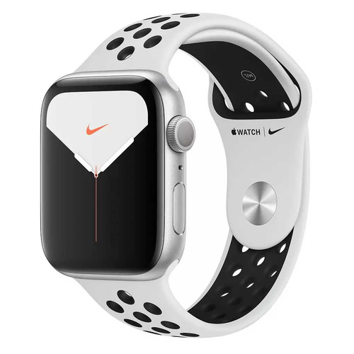 

Смарт-часы APPLE Watch Series 5 Nike+, 44мм, 1.73", серебристый / черный/белый [mx3v2/a]