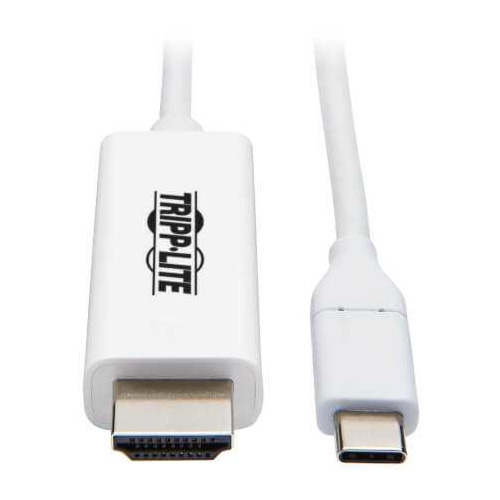 фото Кабель видео tripplite u444-006-h4k6we, usb type-c (m) - hdmi (m) , ver 2.0, 1.8м, gold белый