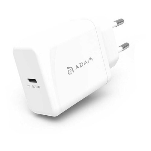 фото Сетевое зарядное устройство adam elements omnia f1, usb type-c, 8-pin lightning (apple), 3a, белый noname