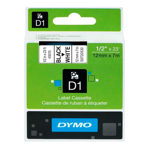 

Картридж DYMO D1, черный / белый / 12мм, черный шрифт, белый фон, 7м ( S0720530, D1