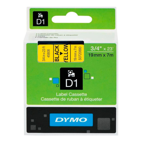 

Картридж DYMO D1, черный / желтый / 19мм, черный шрифт, желтый фон, 7м ( S0720880, D1