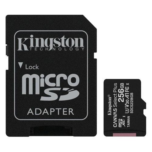 фото Карта памяти microsdxc uhs-i u3 kingston canvas select plus 256 гб, 100 мб/с, sdcs2/256gb, 1 шт., переходник sd