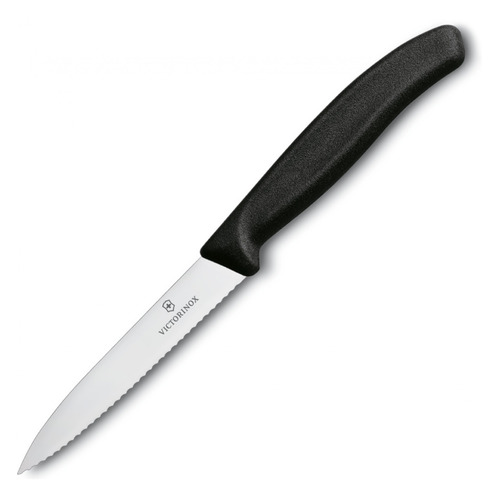 

Нож кухонный Victorinox Swiss Classic, для чистки овощей и фруктов, 100мм, заточка прямая, стальной, черный [6.7733], Swiss Classic