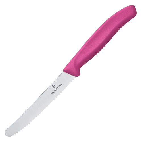 

Нож кухонный Victorinox Swiss Classic, для овощей, 110мм, заточка серрейтор, стальной, розовый [6.7836.l115], Swiss Classic
