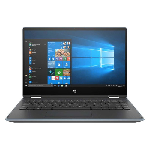 фото Ноутбук-трансформер hp pavilion x360 14-dh0043ur, 14", ips, intel pentium 5405u 2.3ггц, 4гб, 128гб ssd, intel hd graphics , windows 10, 9rk40ea, синий