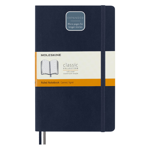 

Блокнот MOLESKINE Classic Soft Expended, 400стр, в линейку, мягкая обложка, синий сапфир [qp616expb20]