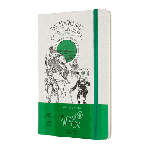 

Блокнот Moleskine LE WIZARD OF OZ Large 130х210мм обложка текстиль 240стр. линейка белый/зеленый Mag, Wizard of Oz