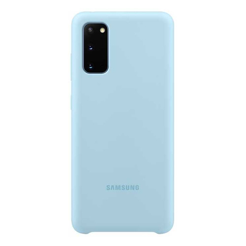 фото Чехол (клип-кейс) samsung silicone cover, для samsung galaxy s20, голубой [ef-pg980tlegru]