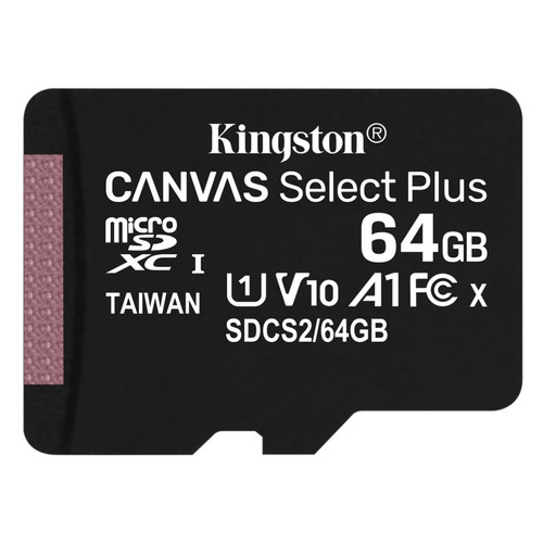 фото Карта памяти microsdxc uhs-i kingston canvas select plus 64 гб, 100x, class 10, sdcs2/64gbsp, 1 шт.