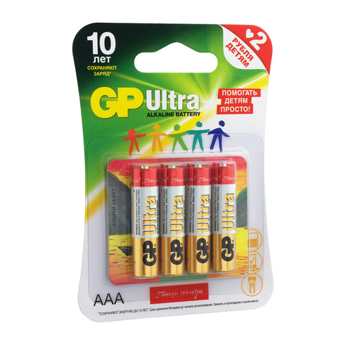 фото Aaa батарейка gp ultra alkaline 24auglnew lr03, 4 шт.