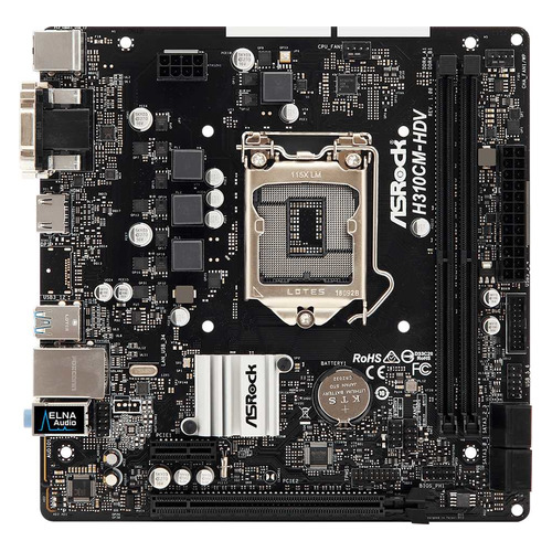 фото Материнская плата asrock h310cm-hdv, lga 1151v2, intel h310c, matx, bulk