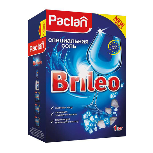 

Соль PACLAN Brileo для посудомоечных машин, 1кг [419151], Brileo