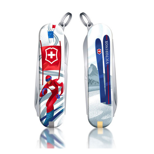 Складной нож VICTORINOX Classic LE2020 Ski Race, 7 функций, 58мм, синий / рисунок складной нож victorinox classic le2020 ski race 7 функций 58мм синий рисунок
