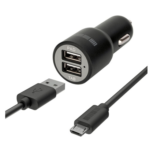 фото Автомобильное зарядное устройство interstep 31397, 2xusb, microusb, 2.4a, черный