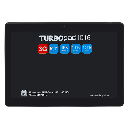 фото Планшет turbo turbopad 1016, 1gb, 16gb, 3g, android 9.0 черный [рт00020522]