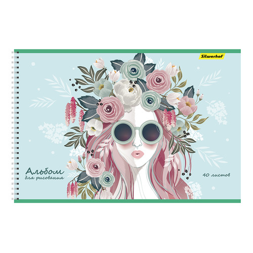 

Упаковка альбомов для рисования SILWERHOF Цветочное искусство 485738, A4, 40лист, 1 дизайн, картон мелованный, гребень 5 шт./кор.