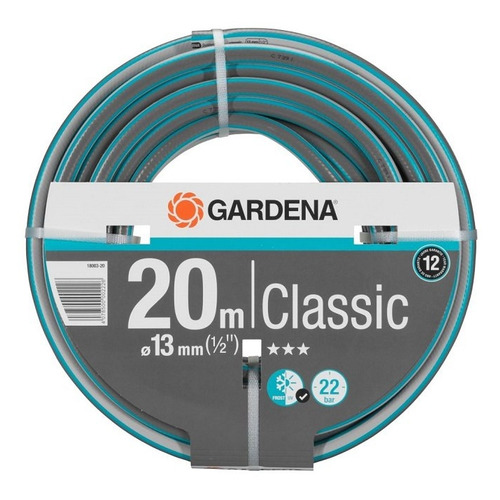 фото Шланг gardena classic 1/2" 20м поливочный армированный серый/зеленый (18003-20.000.00)