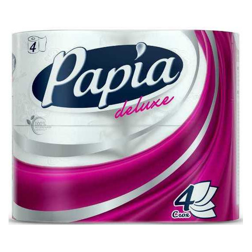 

Бумага туалетная Papia бытовая Deluxe 4-хслойная белый (уп.:4рул)