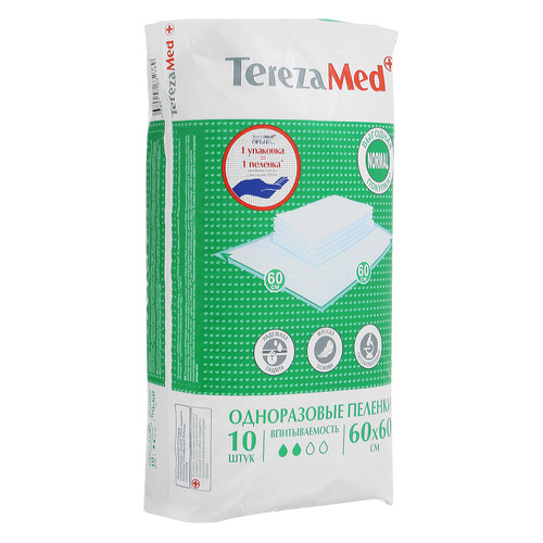 

Впитывающие пеленки TerezaMed Normal, 10шт, 60х60 см