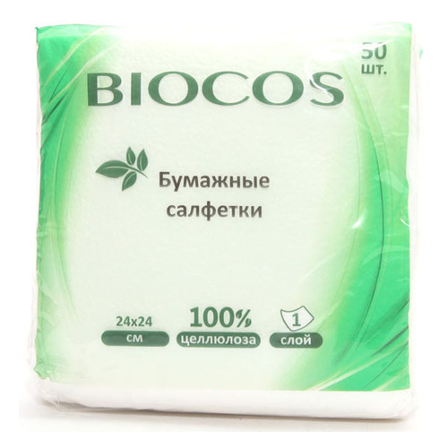 фото Салфетки бумажные biocos, очищающие, 50шт noname