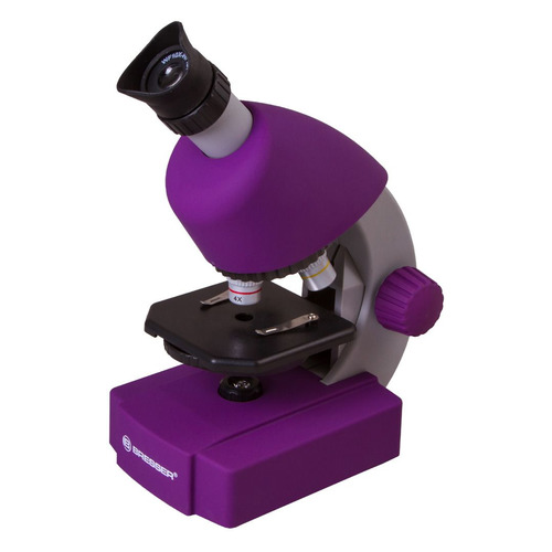 фото Микроскоп bresser junior монокуляр 40-640x на 3 объектива фиолетовый