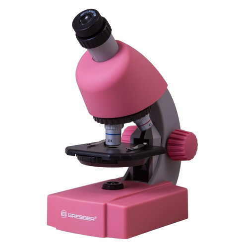 фото Микроскоп bresser junior монокуляр 40-640x на 3 объектива розовый