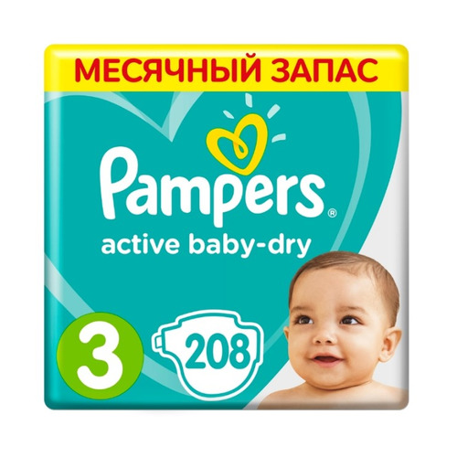 фото Подгузники active baby-dry midi, 6-10 кг, 208 шт. noname