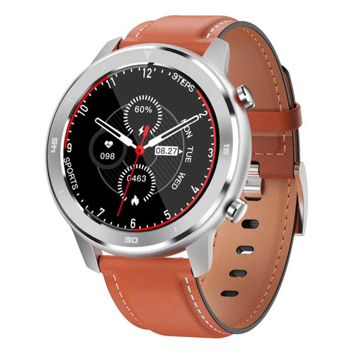 фото Смарт-часы smarterra smartlife atlas, 47мм, 1.3", серебристый / коричневый [sm-slam]