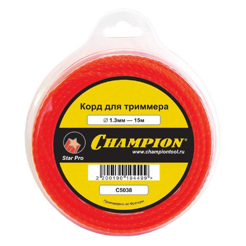 

Леска для садовых триммеров CHAMPION C5038, 1.3мм, 15м, C5038
