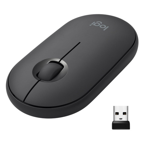 

Мышь Logitech Pebble M350, оптическая, беспроводная, USB, графитовый [910-005718], Pebble M350