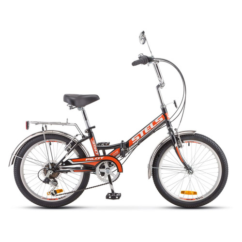 

Велосипед Stels Pilot-350 (2018) городской складной рам.:13" кол.:20" черный/оранжевый 15.61кг (LU07