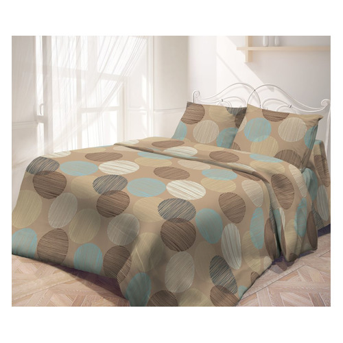 фото Комплект постельного белья самойловский текстиль капучино 2-сп. бязь коричневый/голубой (717622)