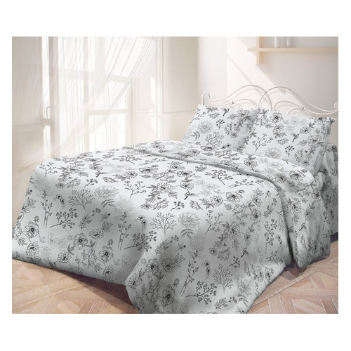 фото Комплект постельного белья самойловский текстиль утро семейный бязь светло-серый/серый (717721)