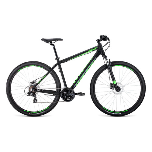 фото Велосипед forward apache 3.0 disc (2020) горный рам.:21" кол.:29" черный/зеленый 15.2кг (54182-09)