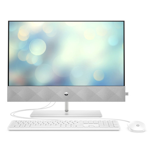 фото Моноблок hp pavilion 24-k0005ur, 23.8", amd ryzen 3 4300u, 4гб, 128гб ssd, amd radeon graphics, free dos 3.0, белый [14q26ea]