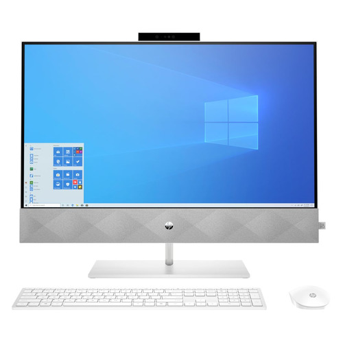 фото Моноблок hp pavilion 27-d0010ur, 27", intel core i5 10400t, 8гб, 256гб ssd, nvidia geforce mx350 - 2048 мб, windows 10, белый [14q45ea]