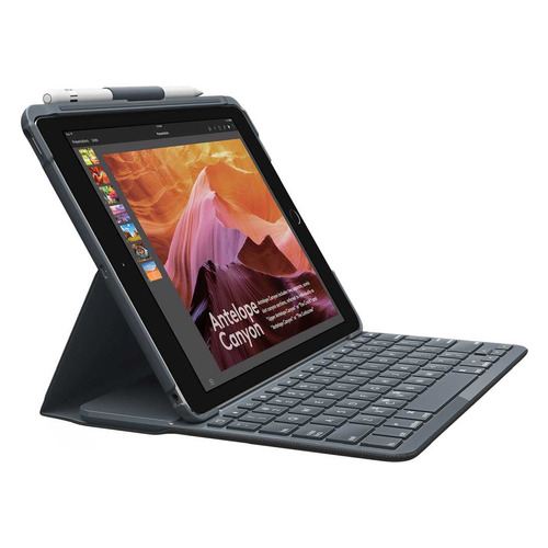 фото Чехол-клавиатура logitech slim folio, для apple ipad 2019, серый [920-009652]