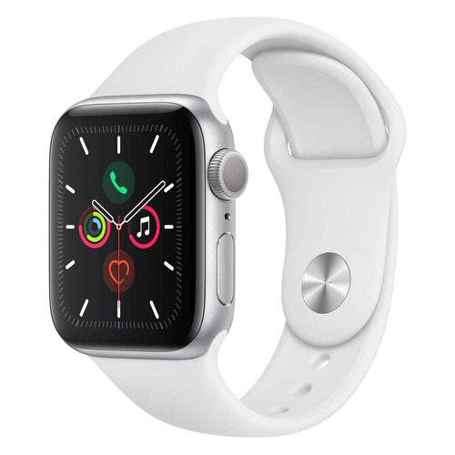 фото Смарт-часы apple watch series 5 40мм, серебристый / белый [mwv62ru/a]