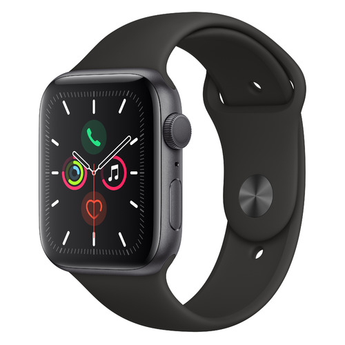 фото Смарт-часы apple watch series 5 44мм, темно-серый / черный [mwvf2ru/a]