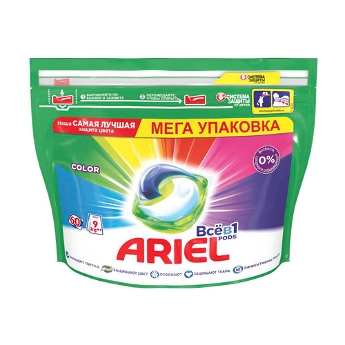 

Капсулы для стирки ARIEL Color Всё в 1, 60шт, цветное белье, Color Всё в 1